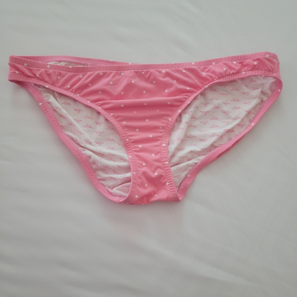 Pink polka dot bikini bittoms